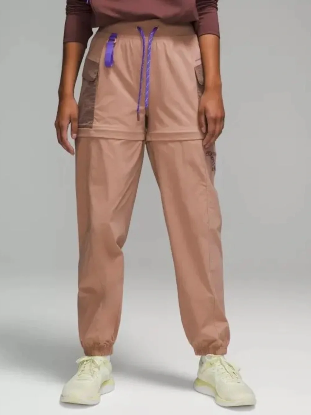 lululemon athletica detours welcome Taupe Track Joggers with Purple Drawcord